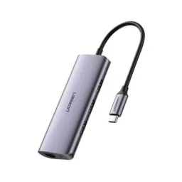 USB-C ჰაბი UGREEN 60718, Type-C, USB, RJ45, Micro USB, Grey