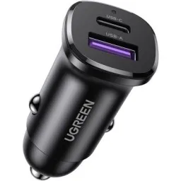 მანქანის დამტენი UGREEN EC305 (25845), 30W, USB, Type-C, USB, Black-JUSTSHOP.GE-ზე