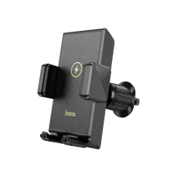 ტელეფონის სამაგრი Car Holder HOCO HW21 Precious wireless fast charging car holder(air outlet) Black-JUSTSHOP.GE-ზე
