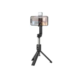 სელფის ჯოხი Selfie Stick Hoco K15 Treasure aluminum alloy fill light gimbal version live broadcast support black-JUSTSHOP.GE-ზე