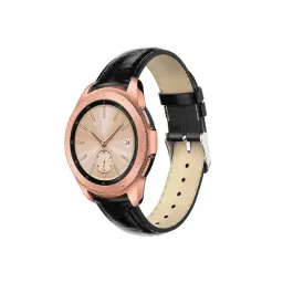 სმარტ საათის სამაჯური Smart Watch Band For Samsung Galaxy Watch 42mm, Smart Watch Strap Bracelet 20mm Crocodile Texture Genuine Leather - Black-JUSTSHOP.GE-ზე