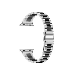 სმარტ საათის სამაჯური Smart Watch Band For Samsung Galaxy Watch5 Watch4 316L Stainless Steel 3-Bead Watch Strap 20mm Replace Band - Silver+Black-JUSTSHOP.GE-ზე