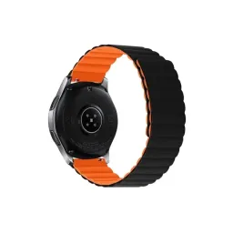 სმარტ საათის სამაჯური Smart Watch Band For Samsung Galaxy Watch 5 Silicone Watch Strap 20mm Magnetic Adjustable Wrist Band - Black Orange-JUSTSHOP.GE-ზე
