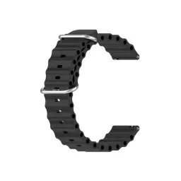 სმარტ საათის სამაჯური Smart Watch Band For Samsung Galaxy Watch3 41mm Gear Sport Universal 20mm Wave Design Silicone Replacement Strap Solid Color Wrist Band - Black-JUSTSHOP.GE-ზე