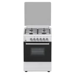 Gas Cooker Oz Oz OM 6040 W TOP FFD OCourved60x60 Coocker, 4Gas, Oven-Combination,Lighter, 2Plates, 60x60x85, White,Top glass