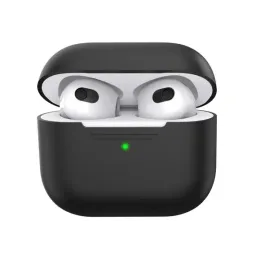ჩასადები ქეისი AHASTYLE PT176 For Apple AirPods 3 Silicone Protective Case Bluetooth Earphone Anti-drop Cover with Anti-dust Charging Port Plug - Black
