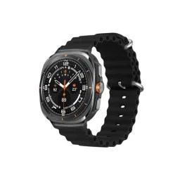 სმარტ საათის სამაჯური Smart Watch Band KALEBOL For Samsung Galaxy Watch Ultra 47mm Wavy Design Double Buckle Silicone Watch Band - Black-JUSTSHOP.GE-ზე