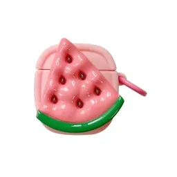 ჩასადები ქეისი For Apple AirPods 2nd gen. Creative Fruit Earphone Case Silicone Cover with Buckle - Watermelon