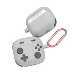 ქეისი Case For AirPods 4 Case Game Console Shape Earphones Silicone Shell with Carabiner - Rock Grey