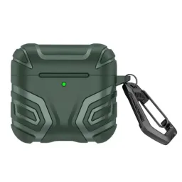 ქეისი Case For AirPods 4 Case Split Design Soft TPU Shockproof Earphone Cover with Carabiner - Blackish Green