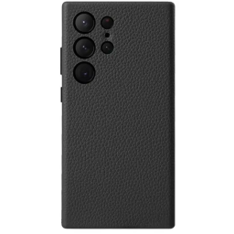 ქეისი Case MELKCO For Samsung Galaxy S25 Ultra Case Genuine Cow Leather + PC Anti Drop Phone Back Cover - Black