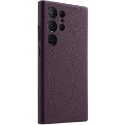 ქეისი Case MELKCO For Samsung Galaxy S25 Ultra Case Genuine Cow Leather + PC Anti Drop Phone Back Cover - Purple