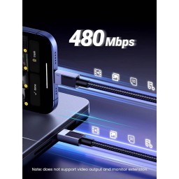 USB კაბელი UGREEN L512 (45063), 100W, Type-C to Type-C PD Fast Charging Cable, 1m, Space Gray-JUSTSHOP.GE-ზე