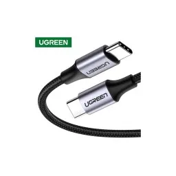 USB კაბელი UGREEN 50152 USB 2.0 C M/M Round Cable Nickel Plating Aluminum Shell 2m (Gray Black)-JUSTSHOP.GE-ზე