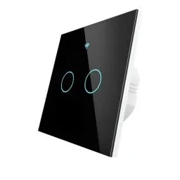 Moes WiFi+RF Switch; EU Type;2 Gange ორ კლავიშიანი შუქის ჭკვიანი ჩამრთველი შავი