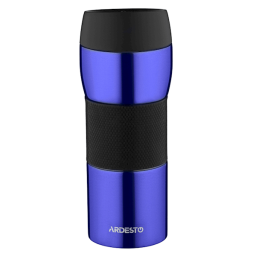 თერმო ჭიქა ARDESTO Travel mug Easy travel 450 ml, blue,silocone, s/s-JUSTSHOP.GE-ზე