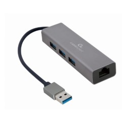 ადაპტერი: Gembird A-AMU3-LAN-01 USB AM Gigabit network adapter with 3-port USB 3.0 hub-JUSTSHOP.GE-ზე