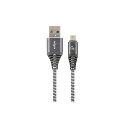 კაბელი: Gembird CC-USB2B-AMmBM-1M-WB2 Micro-USB charging and data cable 1m Space Grey/white-JUSTSHOP.GE-ზე