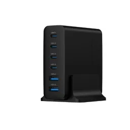 დამტენი: Gembird TA-UC-2A4C-PD75-01-BK 6-port 75W GaN USB fast charger Black-JUSTSHOP.GE-ზე