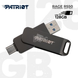 USB3.2 Type-A+C მეხსიერება PATRIOT RAGE R550 PE128GR550DSAD 128GB BLACK