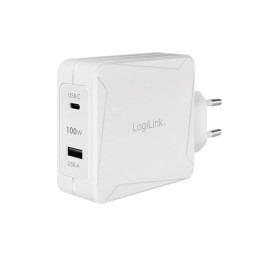 დამტენი: Logilink PA0281 Dual USB charger set 1x USB-C 1x USB-A 100W white-JUSTSHOP.GE-ზე