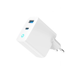დამტენი: Gembird TA-UC-PDQC30L-W-01 2-port 30W GaN USB Fast Charger LED White-JUSTSHOP.GE-ზე