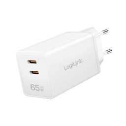 დამტენი: Logilink PA0367 2xUSB-C (PD 3.0/QC 4.0) GaN Fast Charger 65W White