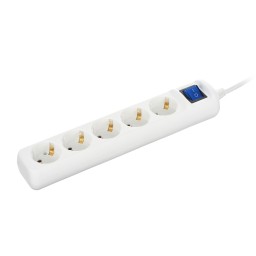 2E დენის დამაგრძელებელ power strip 5XSchuko switch, 3G*1.0мм, 3м, white