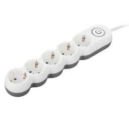 2E დენის დამაგრძელებელ power strip Plus 5XSchuko switch, 3G*1.0mm2, 3m, white-JUSTSHOP.GE-ზე