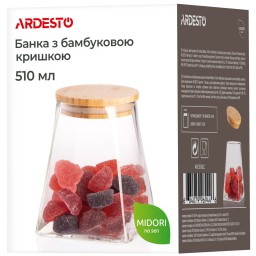 მინის ქილა Ardesto Jar Midori, 510ml, glass, bamboo, cone, transparent-JUSTSHOP.GE-ზე