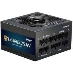 Zalman კვების ბლოკი PSU Zalman TERAMAX (750W) >90%, 80+ Gold, 120mm, 1xMB 24pin(20+4)+10pin, 2xCPU 8pin(4+4), 3xMolex, 8xSATA, 4xPCIe 8pin(6+2), Fully Modular-JUSTSHOP.GE-ზე