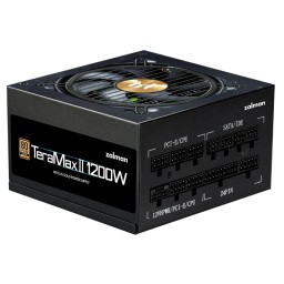 Zalman კვების ბლოკი PSU Teramax 2 (1200W), >90%, 80+ Gold, 120mm, 1xMB 28pin (18+10), 2xCPU 8pin(4+4), 3xMolex, 12xSATA, 4xPCIe 8pin(6+2), 1x12VHPWR, Fully Modular-JUSTSHOP.GE-ზე