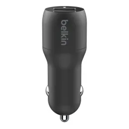 Belkin Car Charger 24W 2хUSB-A, cable USB-A > USB-C 1m, black-JUSTSHOP.GE-ზე