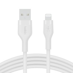 Belkin сable USB-A > Lightning charge/data, 1m, SILICONE, with clip, white