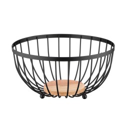 ხილის თასი Ardesto Basket Midori 25х25х13cm, metal, wood, black-JUSTSHOP.GE-ზე