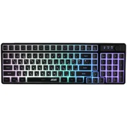 2E კლავიატურა GAMING Membrane keyboard KG390 100key, USB-A/WL/BT, EN/UA, RGB, black
