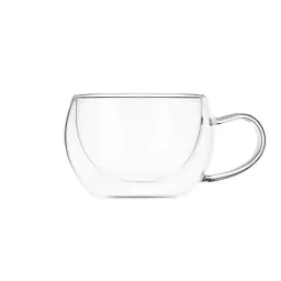 ჭიქების ნაკრები Ardesto Doublewall mug set with handles, 270ml, 2pcs, borosilicate glass, transparent