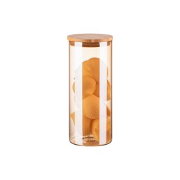 ქილა Ardesto Jar Golden Moon, 1000ml, glass, bamboo, round, golden-JUSTSHOP.GE-ზე