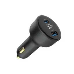 დამტენი: Gembird TA-UC-AC2PD30LCD-CAR-01 2-port USB CarFast Charger USB-C PD LCD 30W Black-JUSTSHOP.GE-ზე