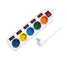 დენის ადაპტორი: Logilink LPS258 Power strip 5-way with 6 switches 5x CEE 7/3 multicolor 1.5m