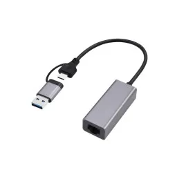 ადაპტერი: Gembird A-USB3AC-LAN-01 USB 3.1 + type-C Gigabit network adapter space grey-JUSTSHOP.GE-ზე