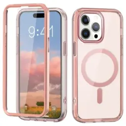 ZTE For iPhone 16 Pro Max Clear Case Compatible with MagSafe PC+TPU+PET Phone Cover - Pink