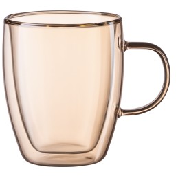 ჭიქები კომპლექტი Ardesto Doublewall mug set with handles Golden Moon, 270ml, 2pcs, borosilicate glass, golden-JUSTSHOP.GE-ზე