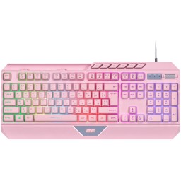 2E GAMING Membrane keyboard KG315 110key, USB-A, EN/UA, RGB, pink