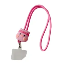 ქეისი Case 45cm Phone Lanyard Cartoon Pendant Crossbody Rope Neck Strap with Patch - Fitting Pig