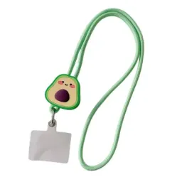 ქეისი Case 45cm Phone Lanyard Cartoon Pendant Crossbody Rope Neck Strap with Patch - Avocado