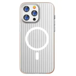 ქეისი Case For iPhone 16 Pro Case Compatible with MagSafe Corrugated Texture Hard PC Matte Phone Cover - Orange Edge