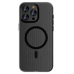 ქეისი Case For iPhone 16 Pro Max Case Compatible with MagSafe Corrugated Texture Hard PC Matte Phone Cover - Black Edge