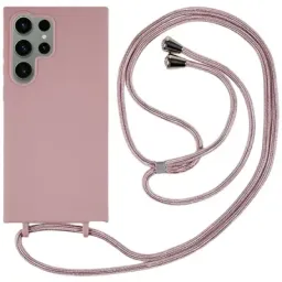 ქეისი Case For Samsung Galaxy S25 Ultra Case TPU Soft Shockproof Phone Cover with Adjustable Lanyard - Deep Pink