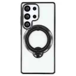 ქეისი Case For Samsung Galaxy S25 Ultra Case Kickstand PC+TPU Magnetic Phone Cover - Black